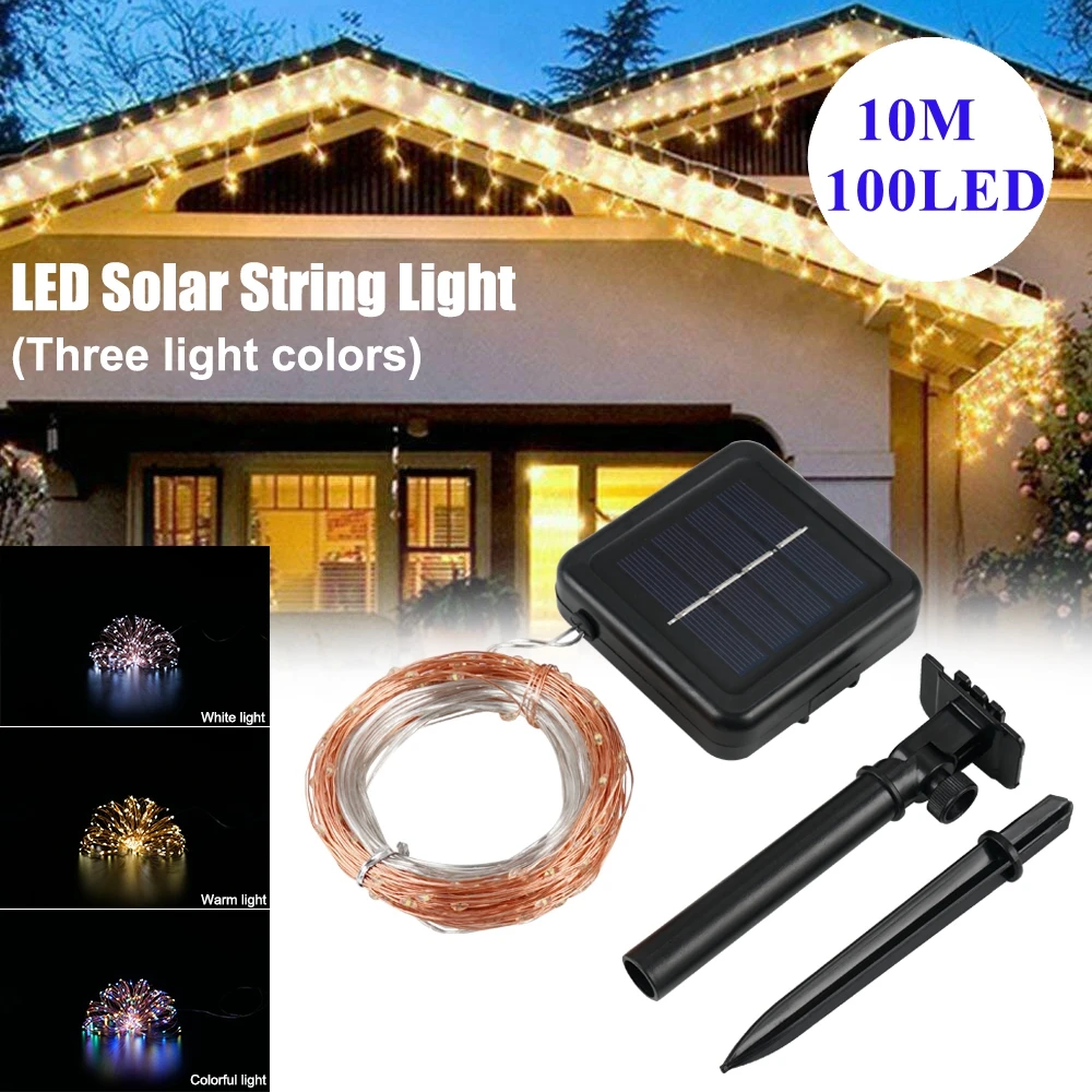 

HYMELA Solar Led Fairy Light Copper Wire String 10M 100LED Holiday Outdoor Garden Decor Lamp Night Light For Christmas Party