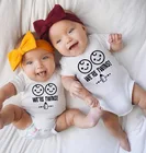 1 шт. мы близнецы Новинка для младенцев, для маленьких мальчиков и девочек комбинезоны для близнецов легкий костюм с шортами Одежда для новорожденных; Детский комбинезончик одежда комбинезон одежда