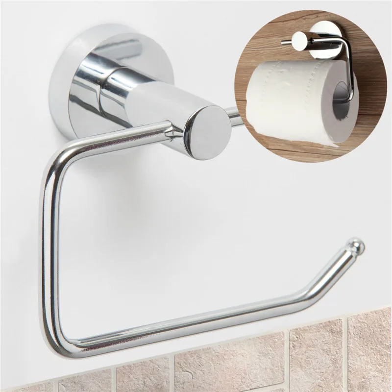 Chrome Polished Stainless Steel Bathroom Toilet Roll WC Paper Holder Mount Hook Wall Mounted Tissue Towel Shelf Rack | Обустройство
