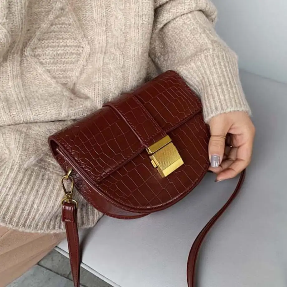 Винтажная модная седельная сумка через плечо с каменным узором новинка 2019