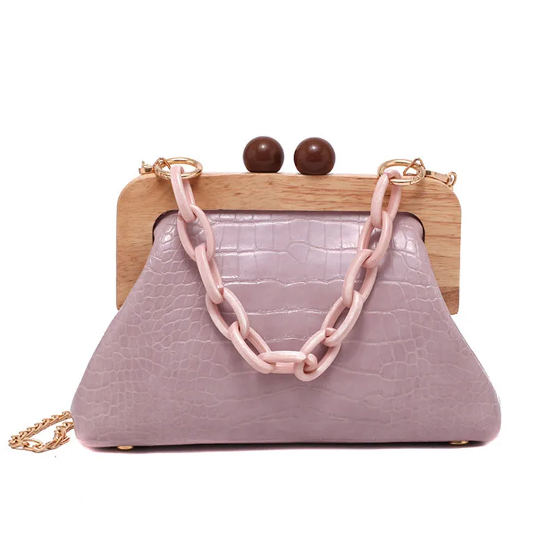

Solid Color Luxury Acrylic Chain PU Leather Crossbody Bags For Women 2020 Fashion Wild Shoulder Bags Lady Travel Handbags Tote