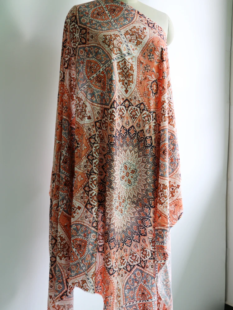 1 метр X 4 метра винтажная Цветочная вискозная мягкая богемная ткань для платья