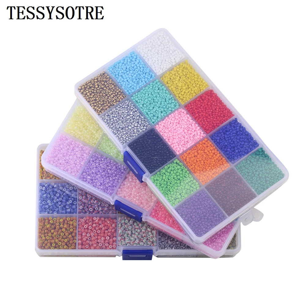 TESSYSTORE Box Set 2/3mm Glass Seed Beads Charm Czech Crystal Spacer Glass Beads For Jewelry Making Rings Handmade Accessories