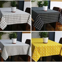 cotton linen wedding party table cloth rectangular country style plaid print dining table cover tablecloth kitchen home decor