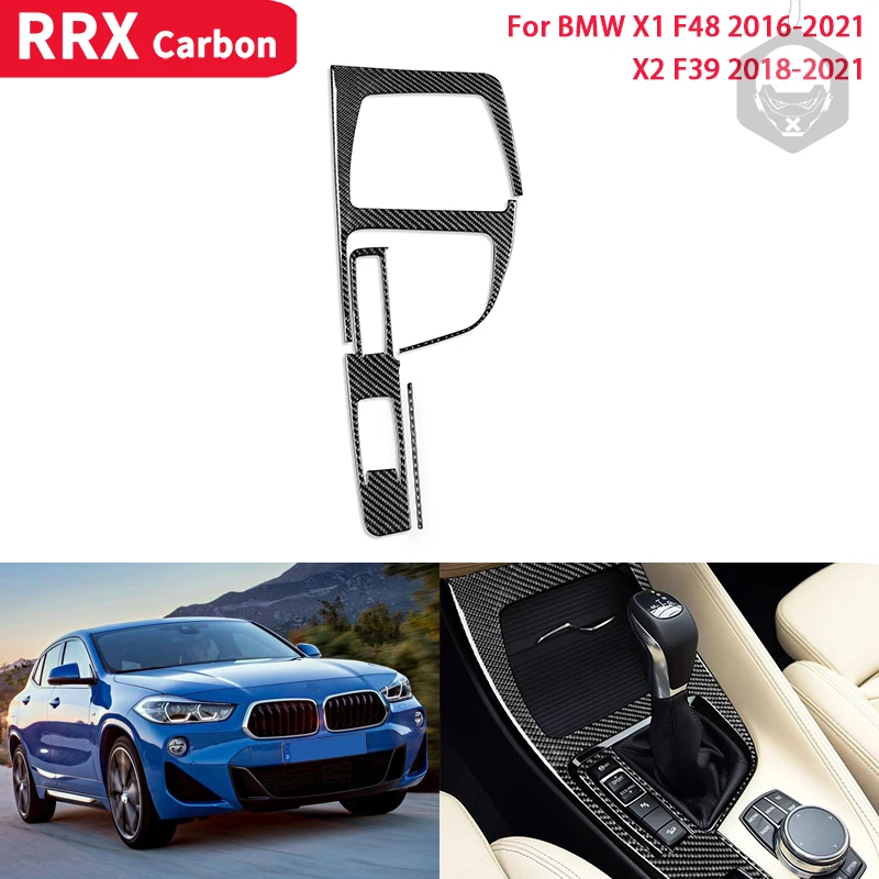 

RRX Car Gear Shift Panel Storage Box Frame Trim Cover Carbon Fiber Sticker for BMW X1 F48 X2 F39 2016 2017 2018 2019 2020 2021