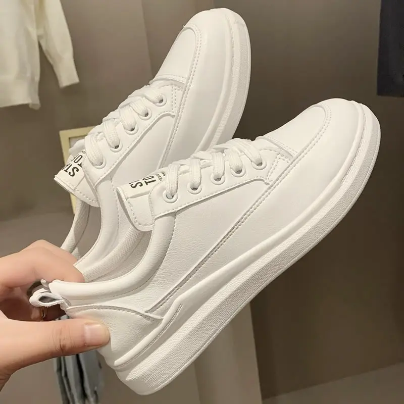 

Autumn Women's Internal Heightening Sneakers College Vulcanized Shoes Ladies Casual Walking Sports Shoes Student White Trainers