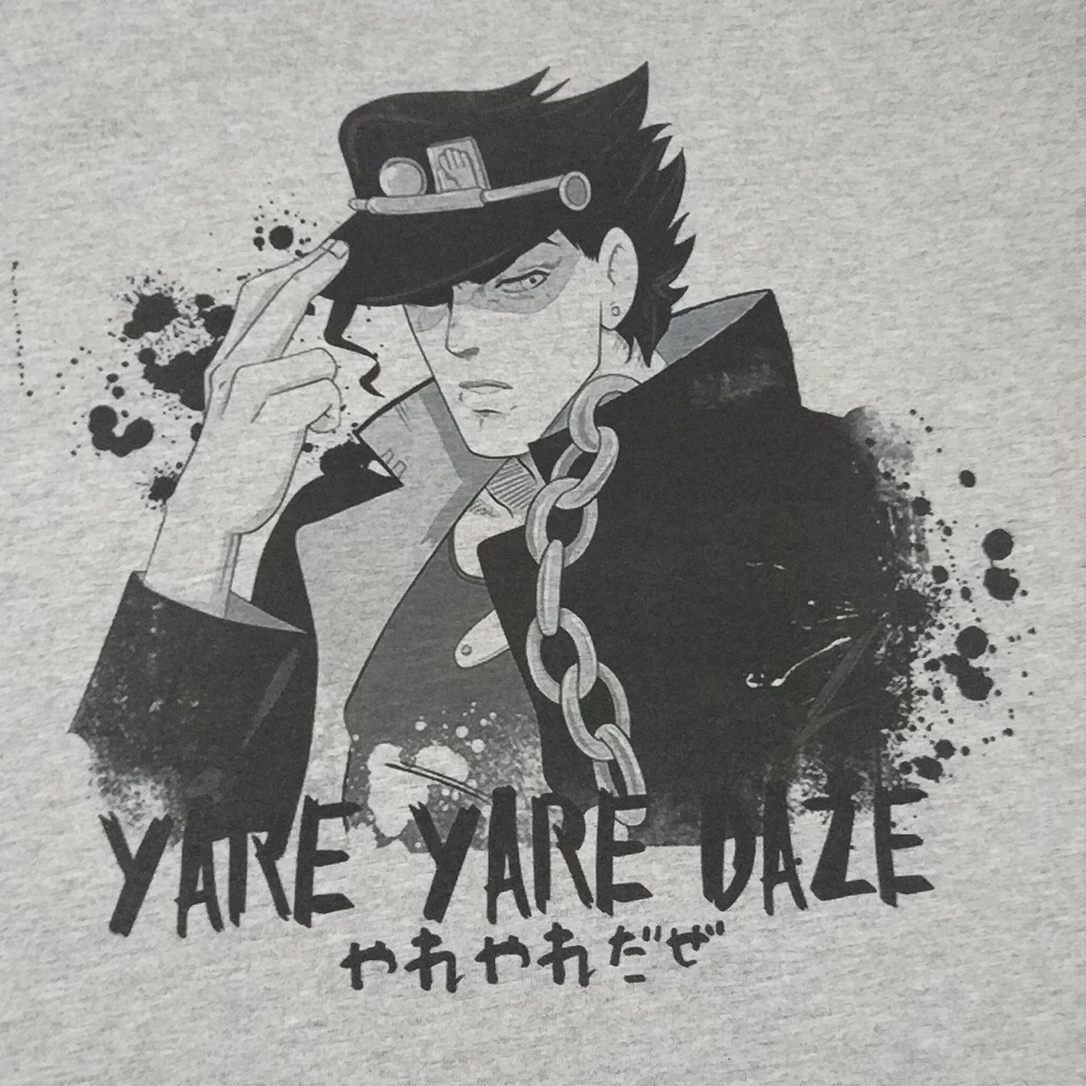 Аниме футболки унисекс для молодых 100% хлопок мужская одежда JOJO Необычные