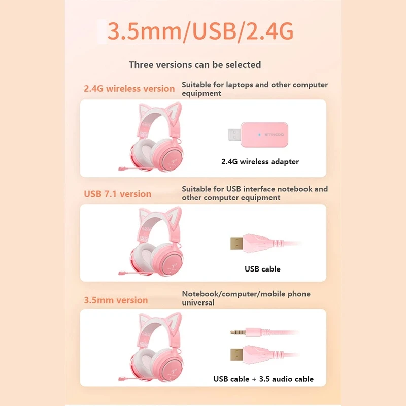 Оригинальная гарнитура GS510 с кошачьими ушками игровые наушники 7 1 звуком