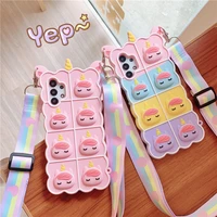 for samsung galaxy a20 a30 a50 a02 ob m02 s a72 a70 a52 a31 a51 a12 a32 a21 reliver stress cute bubble phone case with strap