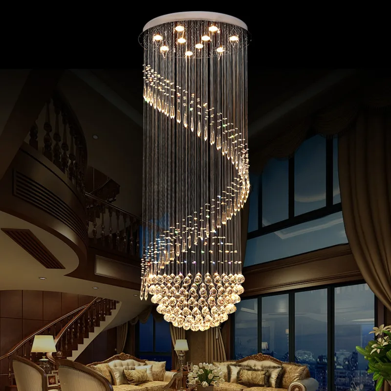 Спиральная хрустальная люстра для интерьера домашнего декора лестницы коридора