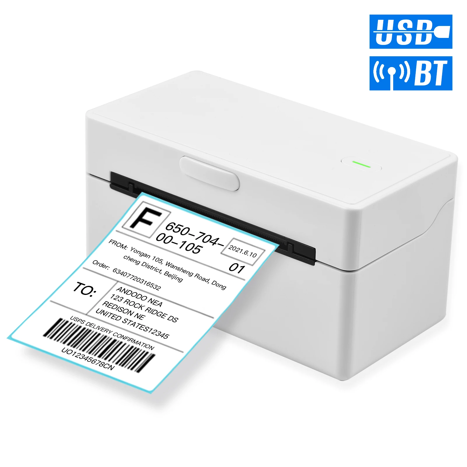

Aibecy 3 Inch Direct Thermal Label Printer Desktop Shipping Label Printer 180mm/s USB+BT Label Maker 40-80mm Paper Width