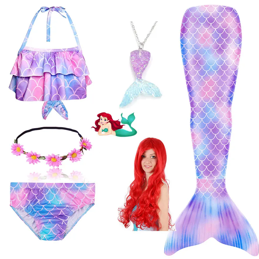 

Swimming Mermaid Tail can Add Monofin Flipper Fin Swimsuit Girls Children Swimmable Mermaid Tail Costome Cosplay Wig Garland