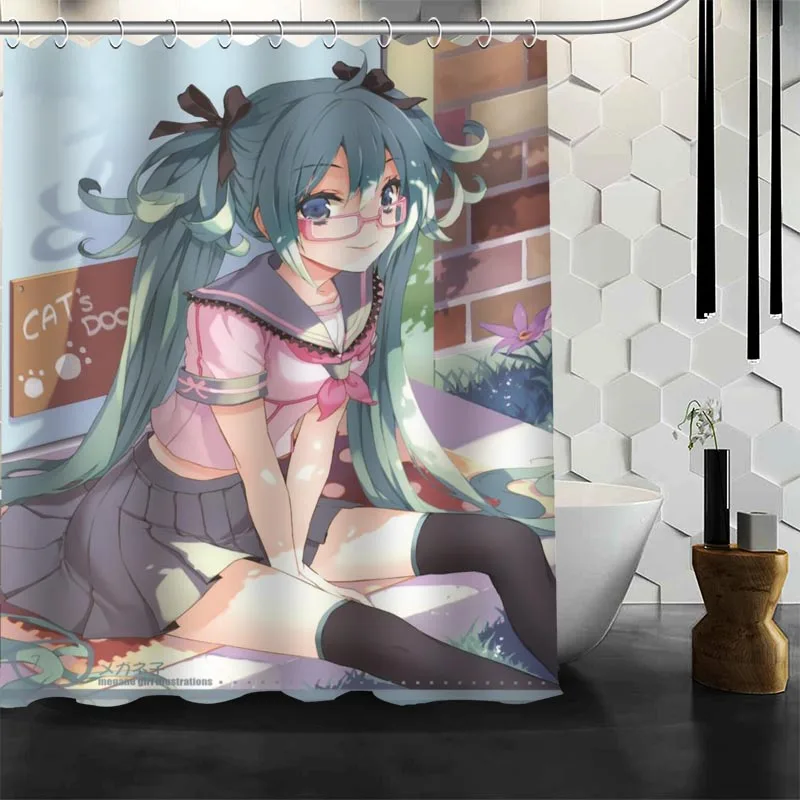 Аниме Hatsune Miku занавеска для душа полиэстер ткань принт Водонепроницаемая занавеска для ванной 12 крюк занавеска для ванной - Цвет: 7