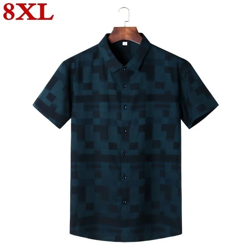 

2020 8XL 7XL 6XL Men's Spring and Summer Casual Short Sleeved Shirt Fashion Elegant Business Office Work Wearing Men's blouses