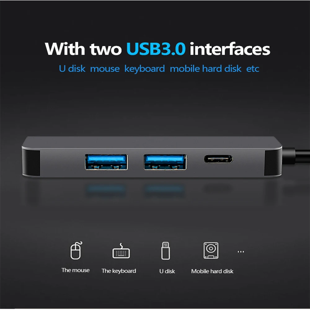 Thunderbolt 2 3 4 In1 USB-C Para HDMI адаптер 2X USB3.0 Тип C PD концентратор для Huawei P20 Pro Samsung DEX galaxy s9 |