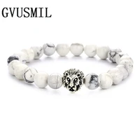 men jewelry classic marble pattern bead bracelet tibetan silver lion head yoga bracelet for men natural lava stone bracelet