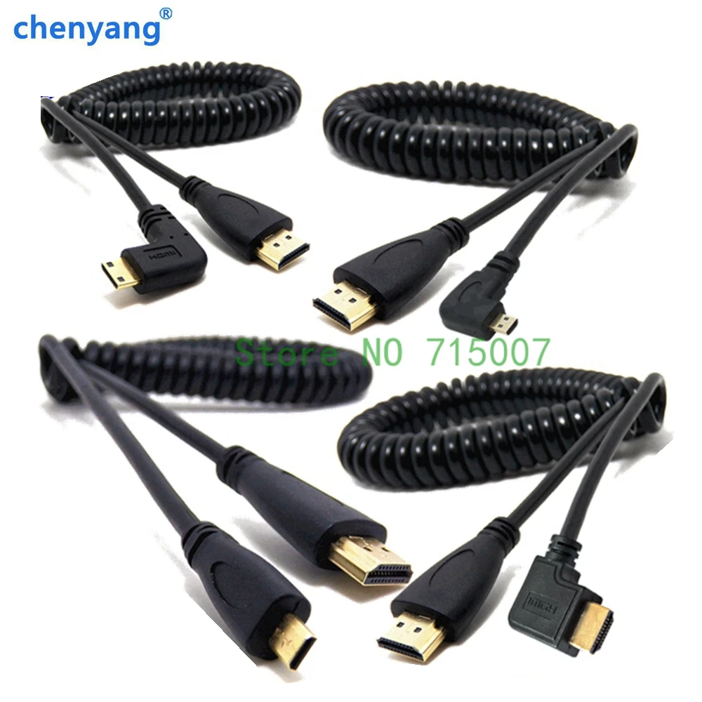 Переходник с HDMI на правый/левый угол Mini Micro совместимый штекер растягивающийся