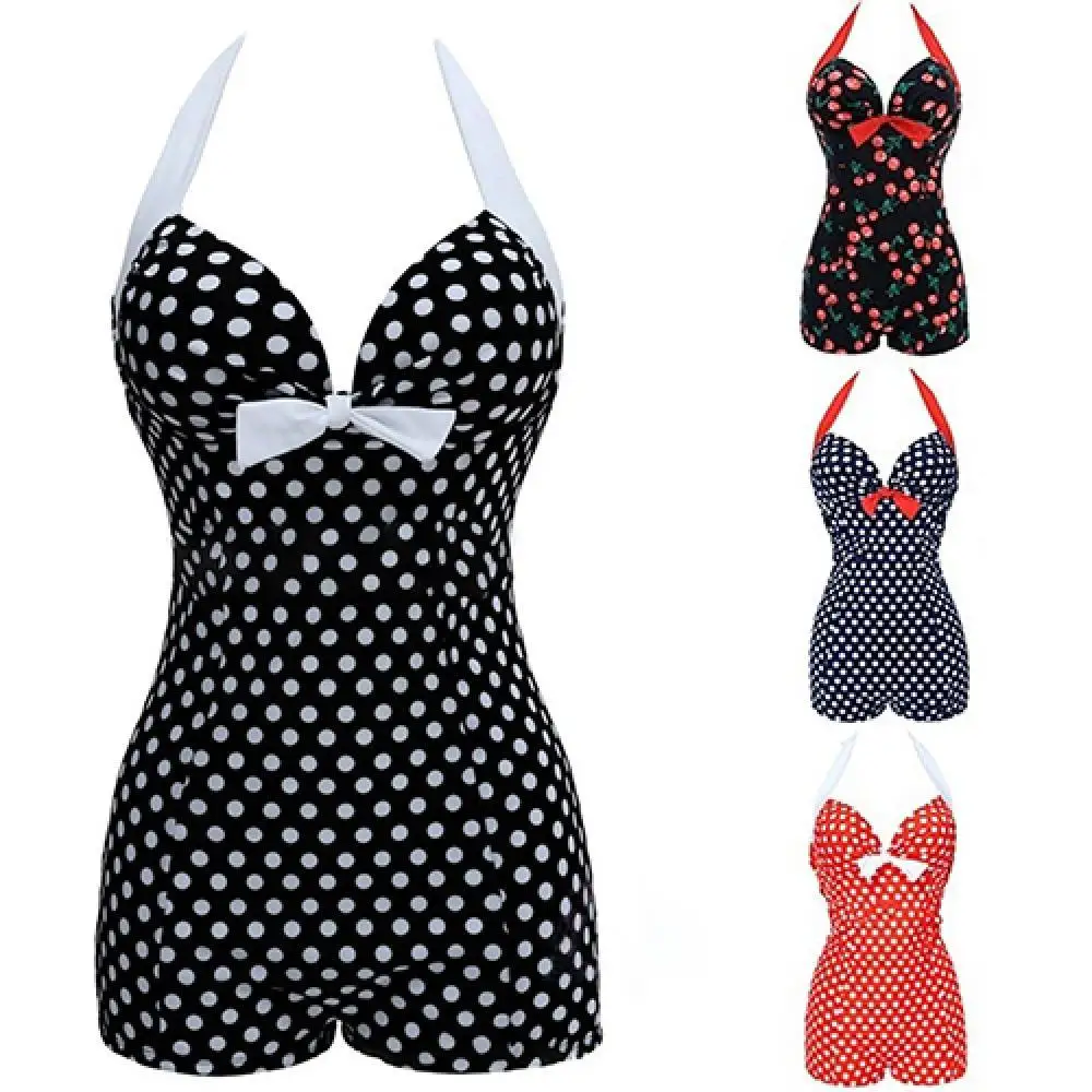 

Women One-piece Bathing Suit Dotted Beachwear Push Up Monokini Swimsuit Swimwear one piece bikini push up 2021 woman купальник