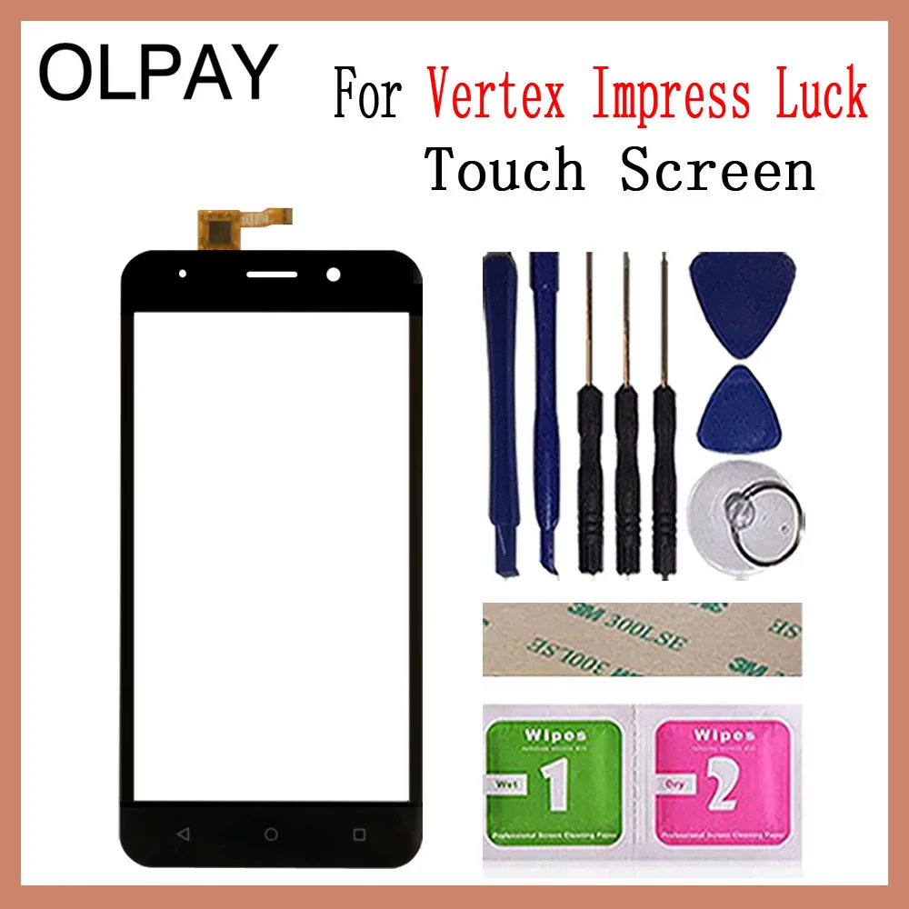 Стекло для сенсорного экрана мобильного телефона 5,0 ''дюйма для Vertex impress Luck, сенсорная панель дигитайзера, переднее стекло, датчик объектива - Цвет: Black With Tools