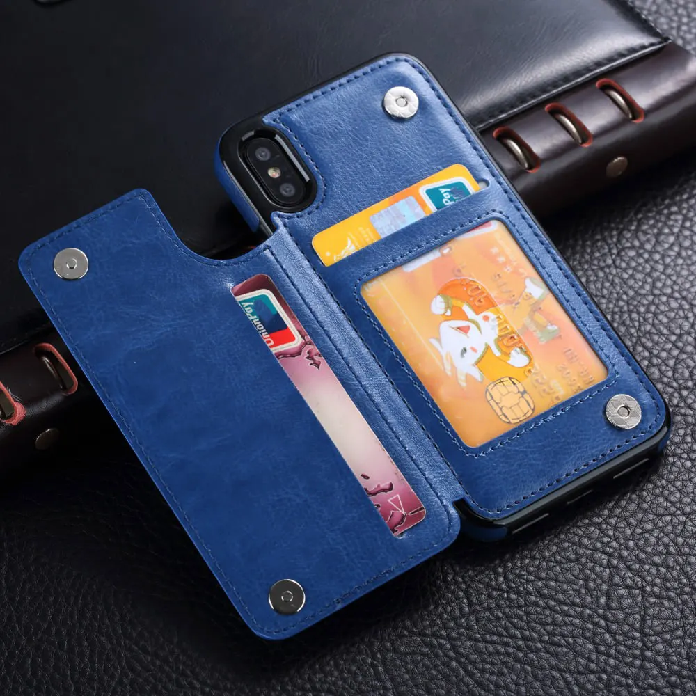 LAPOPNUT PU Leather Cases for Iphone 11 Pro Xs Max Xr X 7 8 Plus 6 6s 5 5s SE Flip Shockproof Protective Cover with Card Holder |