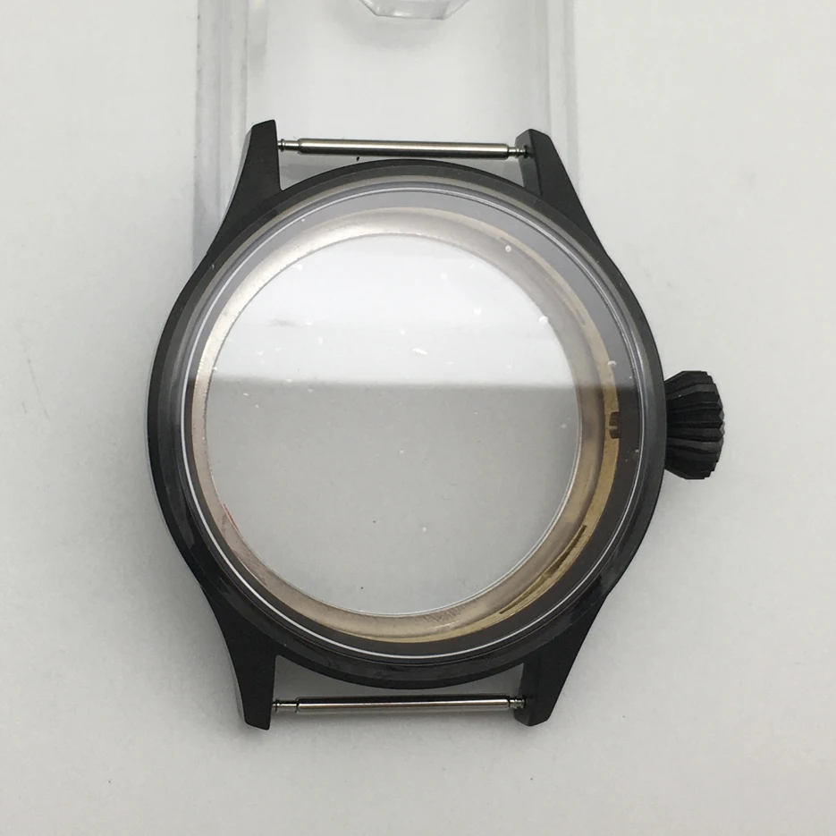 

44mm Mechanical Watch Case with Glass Fit ETA 6497 6498 Movemen Black