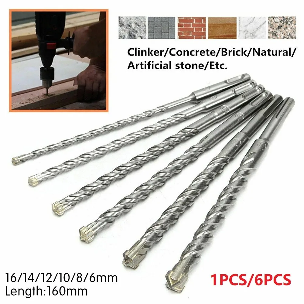 

6/8/10/12/14/16MM Impact Drill Cross Head Electric Hammer Round Shank Drill Bits Carbide Tungsten Steel Alloy Drill SDS Plus