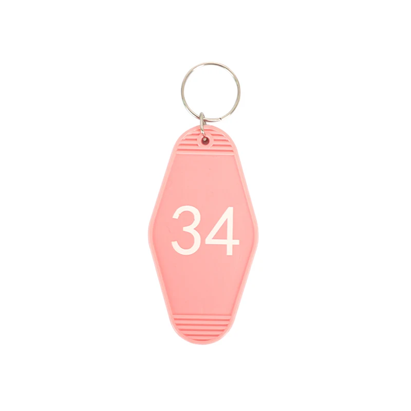 

Pink Key Tag Rhombus Room Keychain Car Key Chain Hotel Vintage Keyring