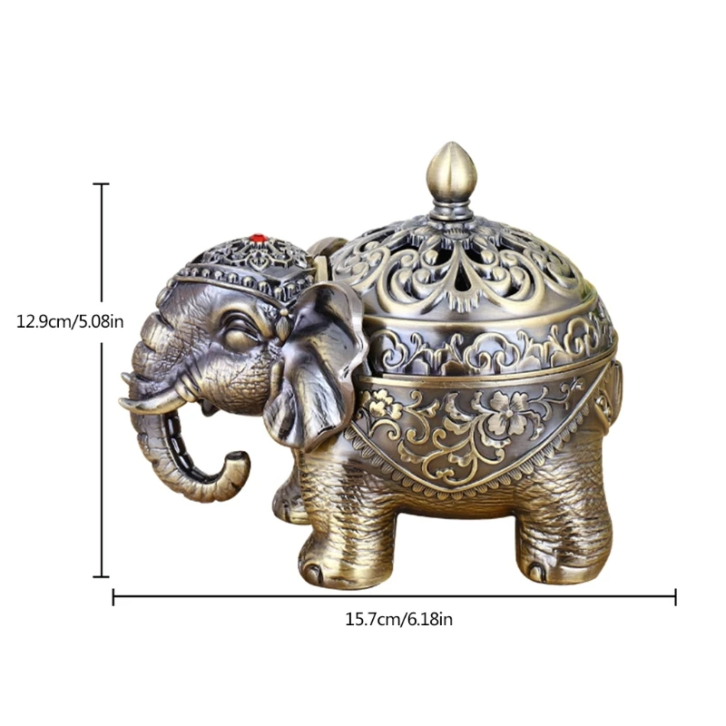 

Elephant Censer Incense Burner Holder Handicraft Home Decor for Tea Room Office Bedroom Study