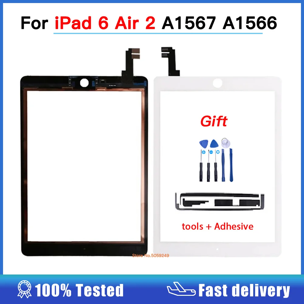 High Quality Touch Screen Glass For iPad Air 2 A1567 A1566 Digitizer Replacement For iPad 6 Tablet Touch Panel + Adhesive Tools