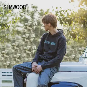 Новинка осени 2021, свитшот с капюшоном SIMWOOD, худи с вымытым принтом букв, джоггеры, размера плюс, 100% хлопок, спортивный пуловер