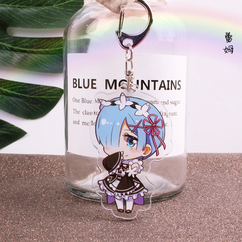 Брелок для ключей с аниме Re: жизнь в другом мире от нуля подвески Emilia Rem Ram