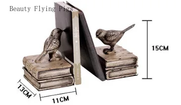 

2Pcs Direct sales new country imitation wood old bird book by home study antique vintage resin bookend decoration decoration