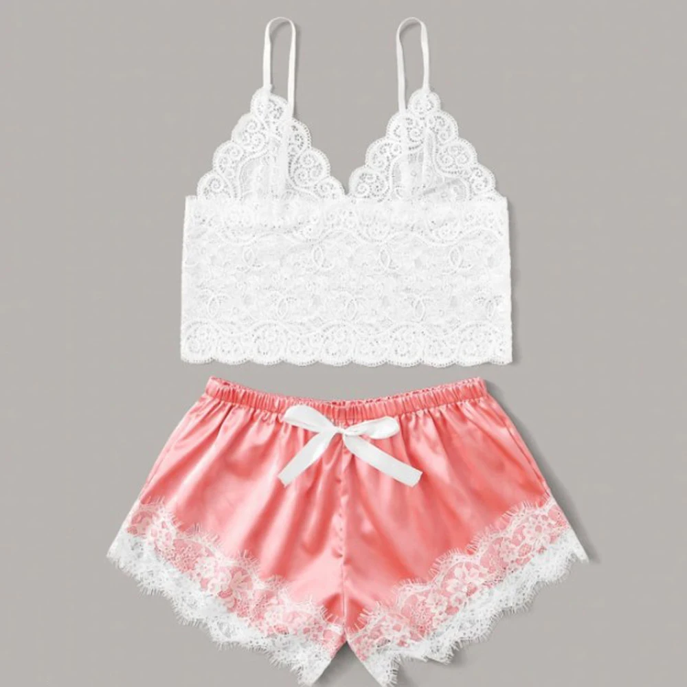 Сексуальное нижнее белье женские пижамы кружевные пятнистые пижамные комплекты