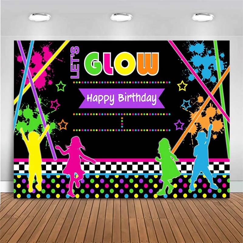 

Let's Glow Backdrop Graffiti Splash Birthday Party Photography Backdrop Decor Banners Portrait Photo Background Photo Studio