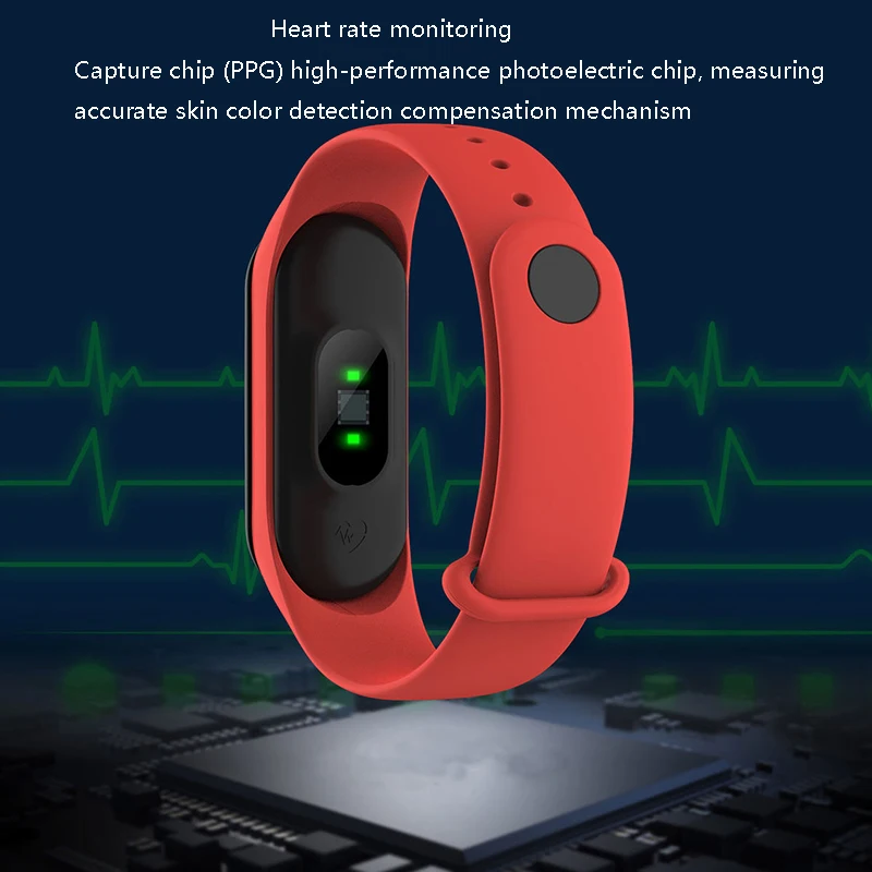 

M3Plus Color Screen Smart Bracelet 3D Dynamic Interface UI Multi-Sport Mode IP67 Waterproof Heart Rate Blood Pressure Measure