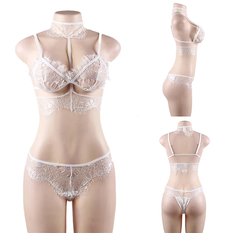 Комплект нижнего белья для женщин кружевной бюстгальтер на бретелях с чокером и