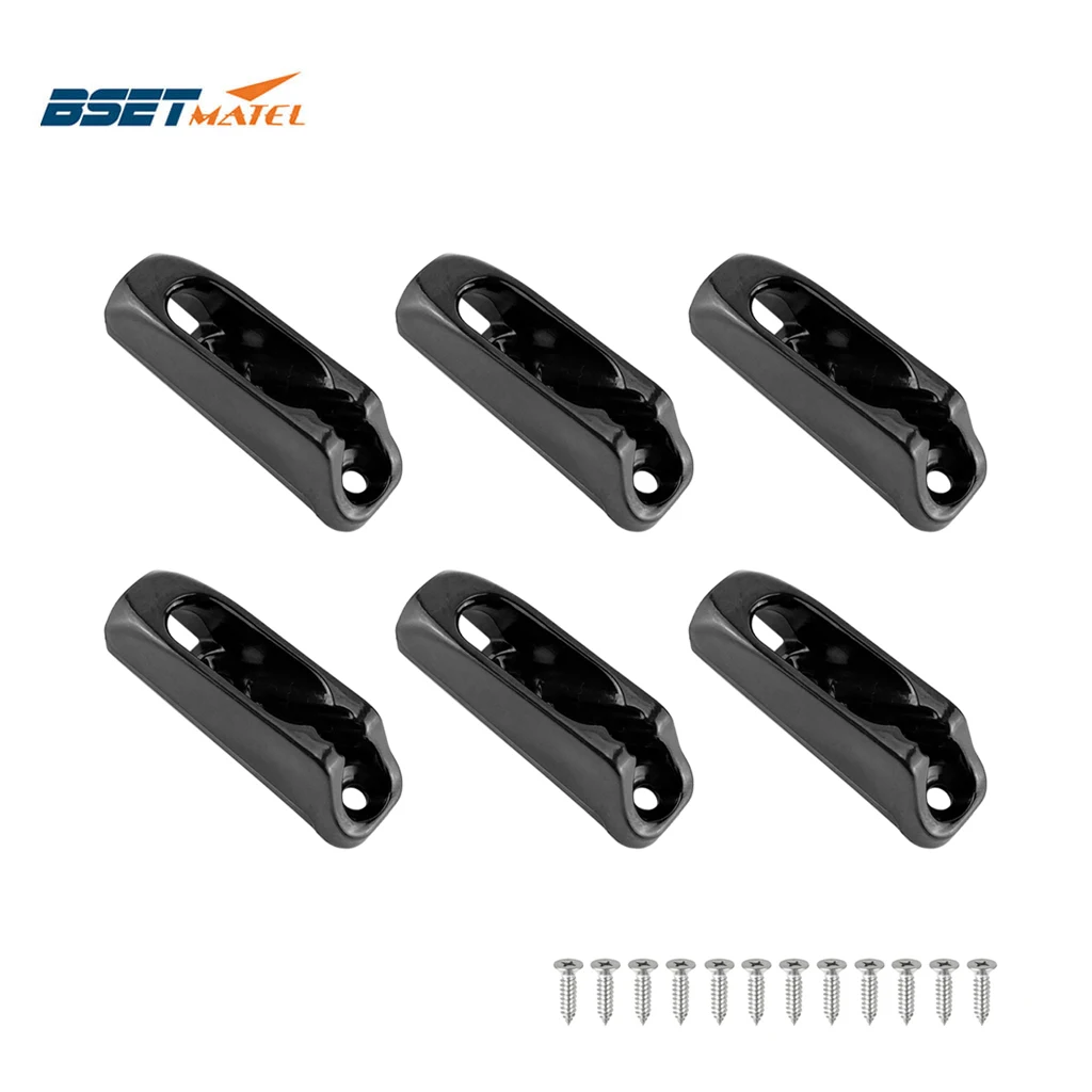 

6X Black Nylon Jam Cleat Self-lock Rope Cord Tensioner Runner for Outdoor Safety Canoeing Kayak Surfing Boat Accessories