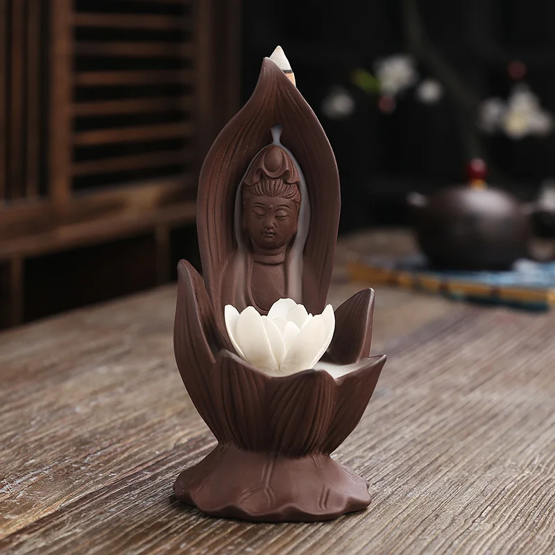 

New product Zisha Lotus Guanyin Backflow Aromatherapy Oven Home Furnishing Ornaments Crafts Backflow Incense Oven