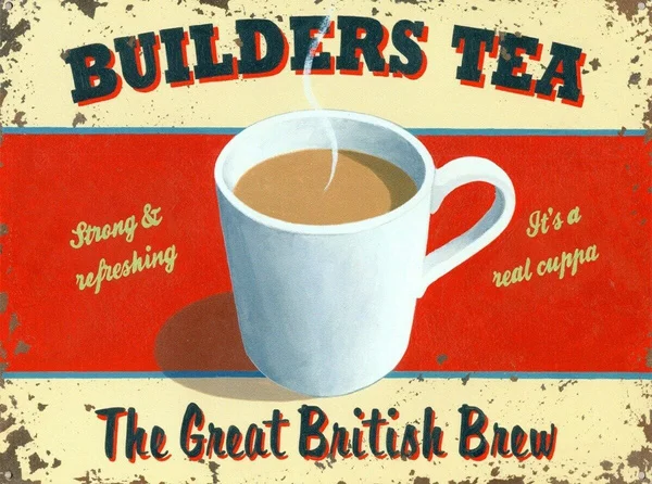 

Builder's Tea Tin Sign art wall decoration,vintage aluminum retro metal sign,iron painting vintage decoration sign