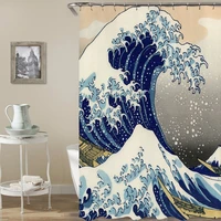 japanese bath shower curtain shower curtain with sea wave pattern the great wave off kanagawa waterproof bathroom