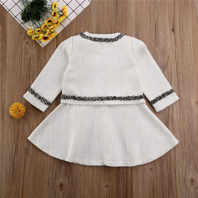 

Cute Kid Baby Girl Cotton Linen Clothes Set Autumn Spring Kids Girls Long Sleeve Pageant Coat Top+Tutu Dress Party Clothes 1-6Y