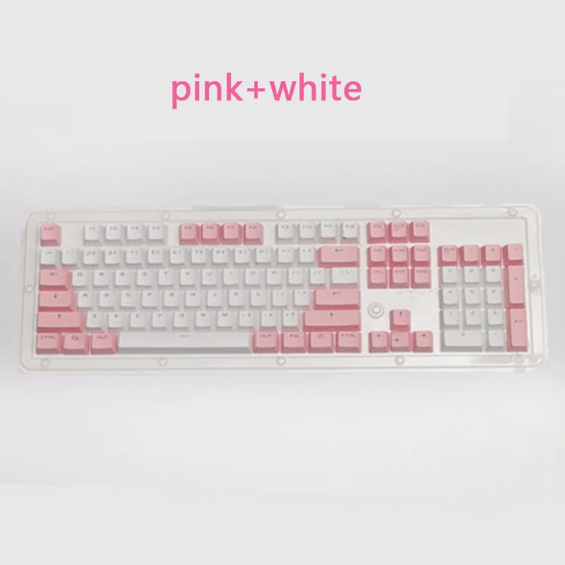 pink white PBT Translucent Backlight Keycaps 104 Keys Mechanical Keyboard Key Cap Double Shot Key Cap For Cherry MX - Цвет: pink white