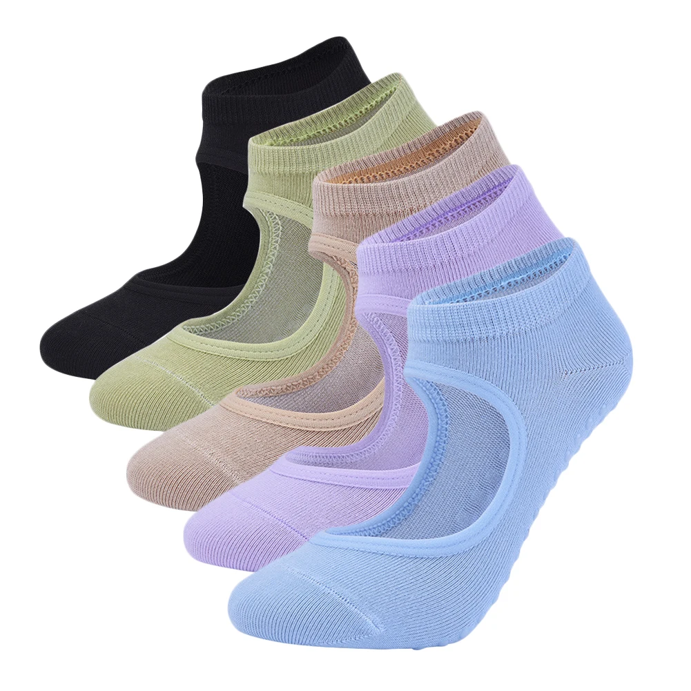 

Женские носки для йоги, быстросохнущие силиконовые Нескользящие носки для пола, дышащие хлопковые нескользящие носки для танцев, балета, фи...