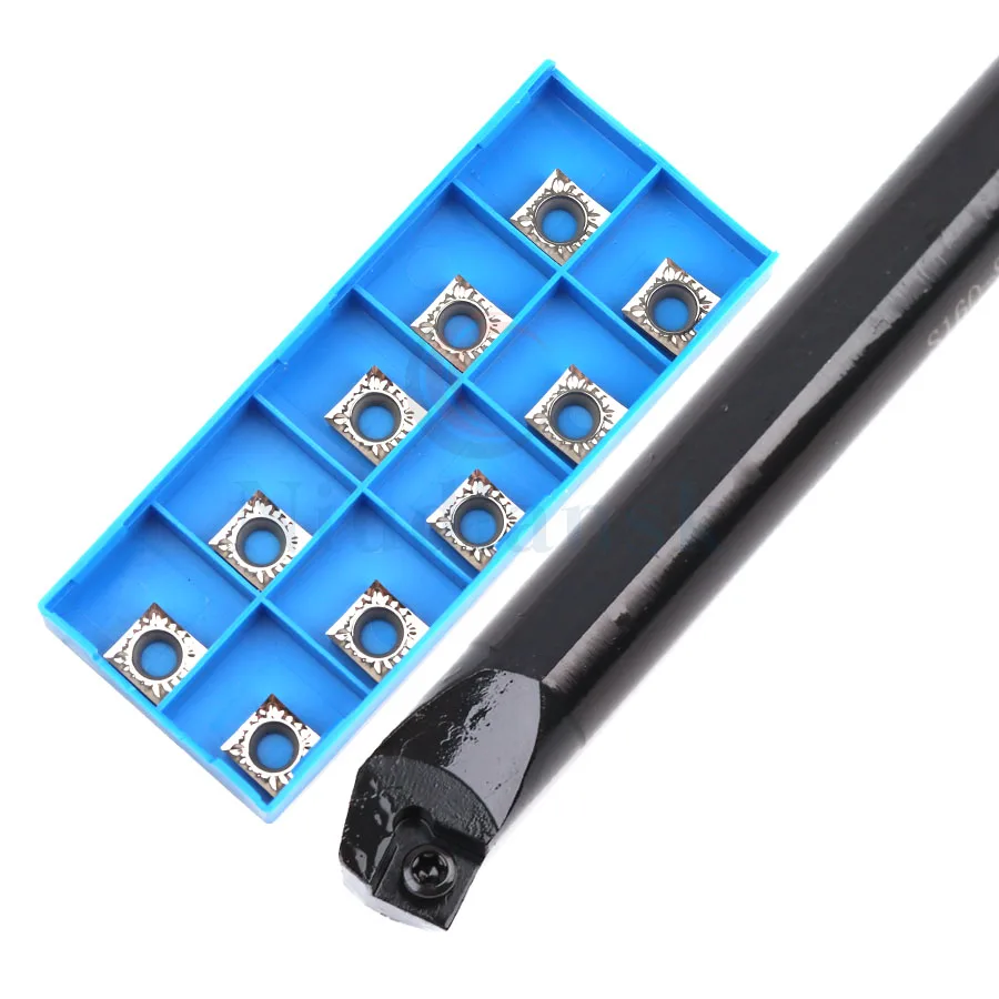 

1pc S16Q-SSKCR09 S20R-SSKCR09 Screw-type CNC arbor inner hole boring cutter+10pcs SCGT SCMT wear-resistant hard alloy insert set