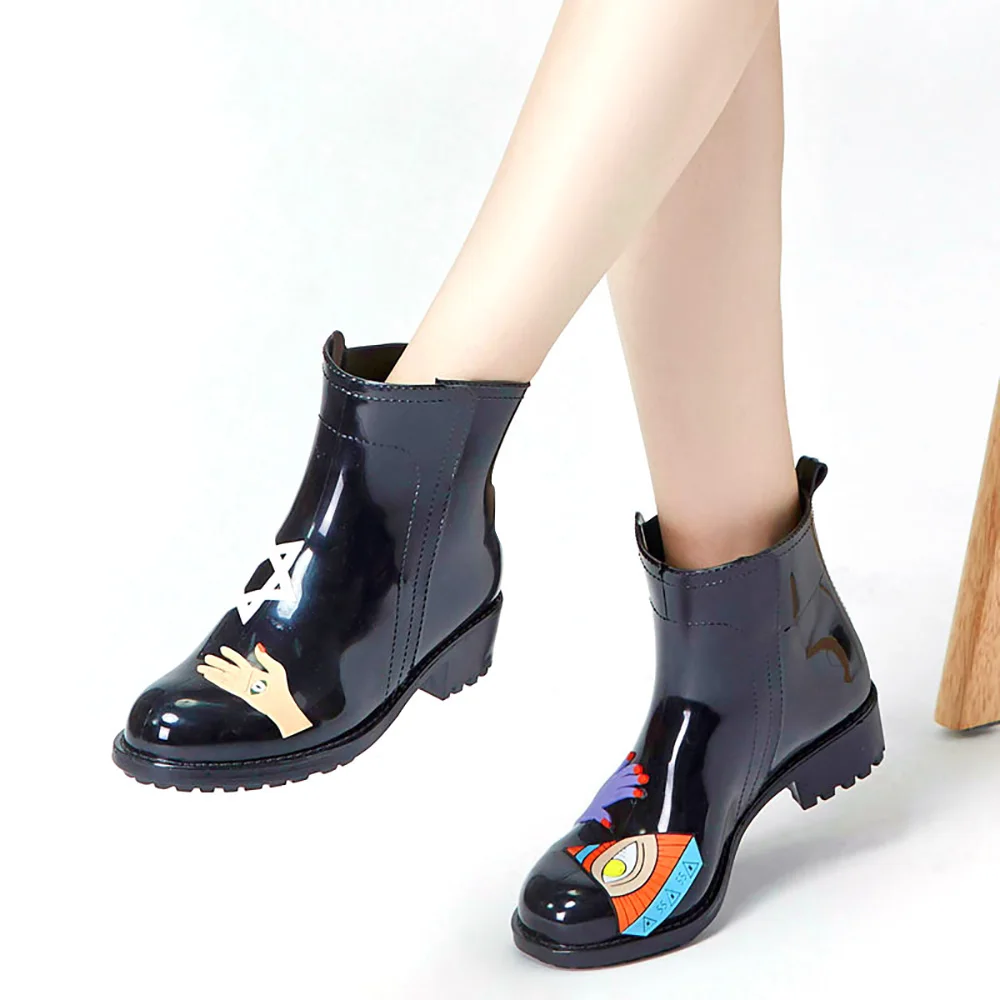 Резиновые сапоги женские Обувь женская Ботинки весна Ботильоны Сапоги глянцевые
