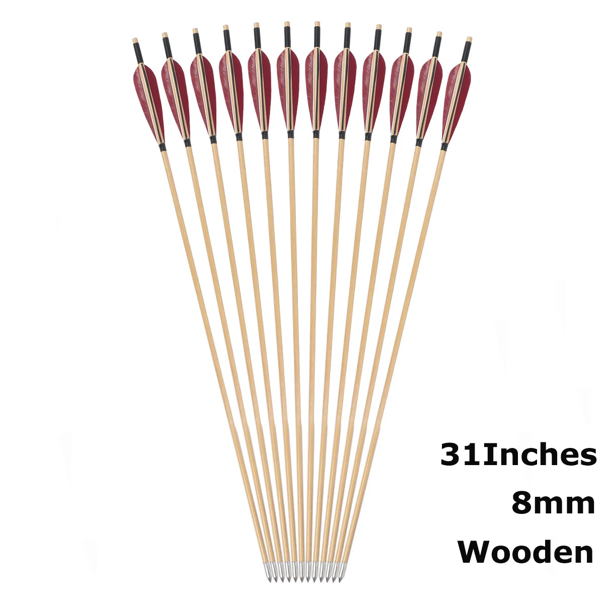 

31 дюйм, деревянные стрелы, традиционные ручная работа, 5 дюймов, перья индейки, бамбуковый вал, самостоятельная цель, Рекурсивный лук для стр...