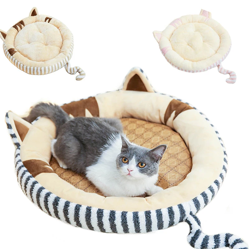 

Round Plush Cat Bed House Soft Short Plush Cat Bed Round Pet Dog Bed For Small Dogs Cat Nest Winter Warm Sleeping Bed Puppy Mat