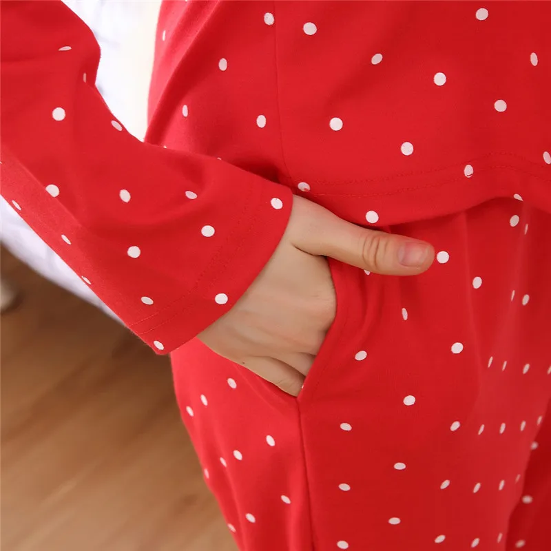 Spring And Fall 2019 New Ladies Comfortable Pajamas Sweet Lovely long-sleeved Cartoon Knitted Cotton Set | Женская одежда