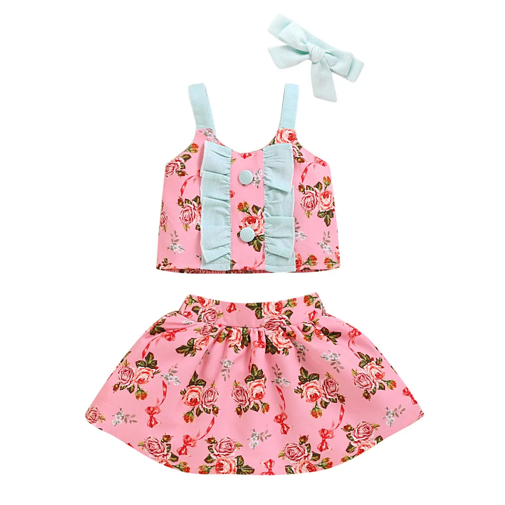 Комплект одежды для маленьких девочек цветная жилетка малышей Топы юбка с