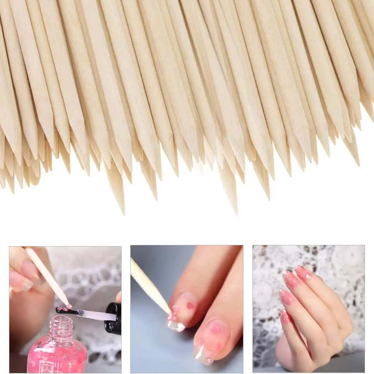 

Mini 50/100 Pcs Orange Wood Nail Sticks Double Sided Multi Functional Cuticle Pusher Remover Manicure Pedicure Tools